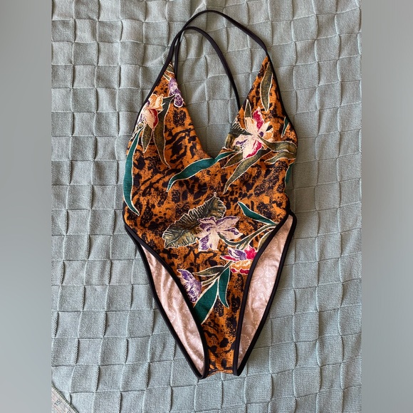 Free People Leopard Floral Swim Bodysuit - Picture 1 of 9